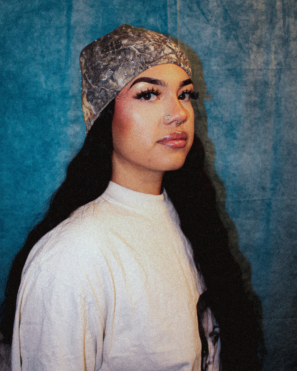 Light Green Camo Crystal Beanie