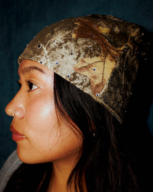 Dark Green Camo Crystal Beanie